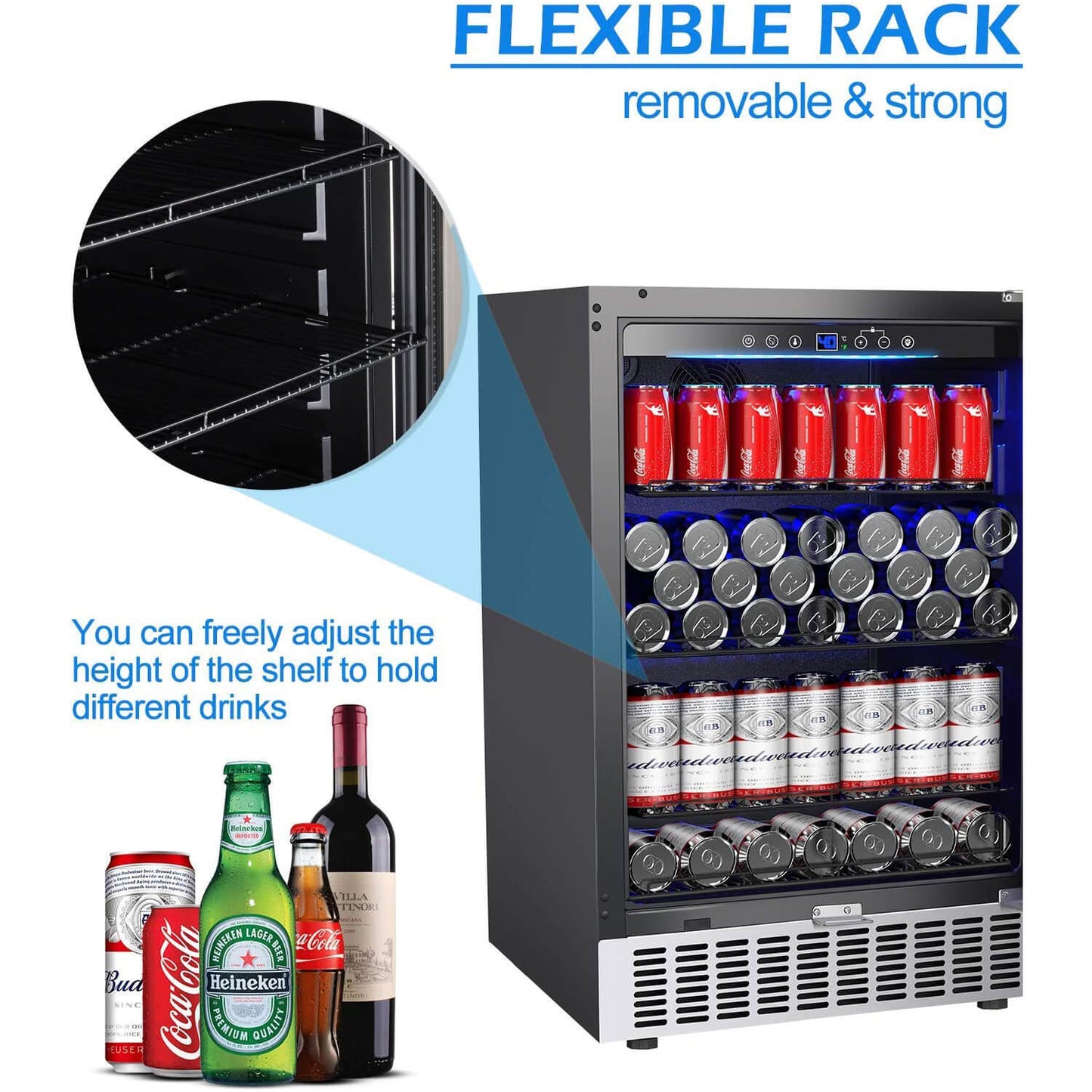 BODEGA AAobosi 24 Inch 164 Cans Freestanding and Built-in Beverage Refrigerator -  JC-145C