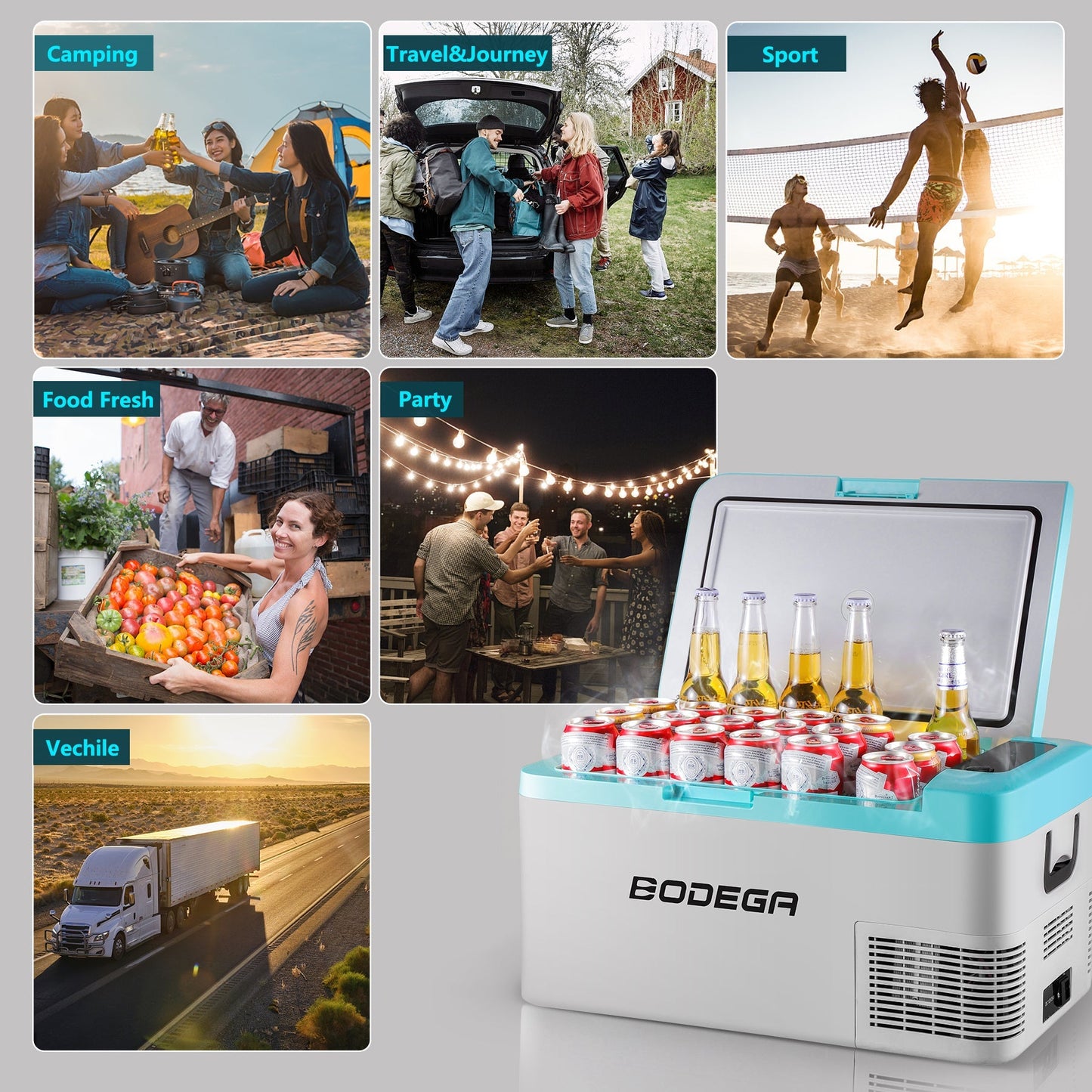 BODEGAcooler 20qt/18L Portable Car Fridge/Freezer K18 Bule - K18-blue-1
