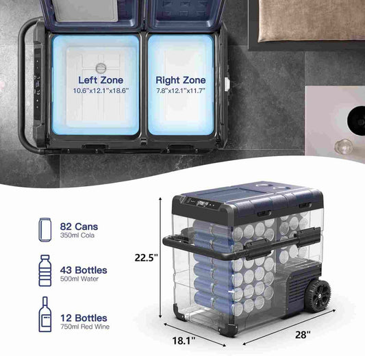 BODEGAcooler Car Fridge Dual Door Dual Zone 59QT