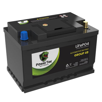 PowerTex 2022 Toyota Avalon V6 3.5L Replacement Car Battery BCI Group 48 Lithium LiFePO4 Automotive Powertex Battery - PTLG48-0502